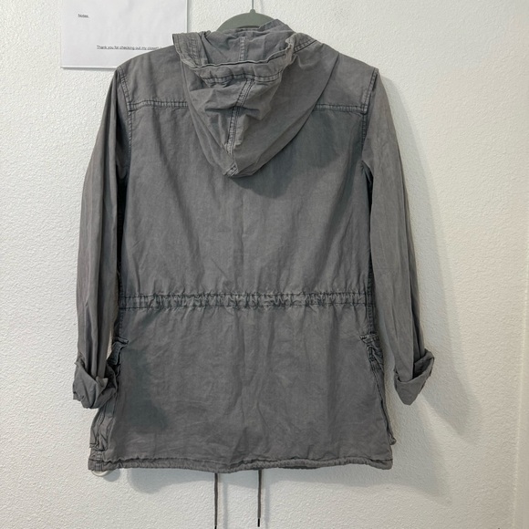 Blanc Noir Utility Jacket M‎ Gray Hooded Drawstring Grunge Military Bella Swan - Picture 3 of 5